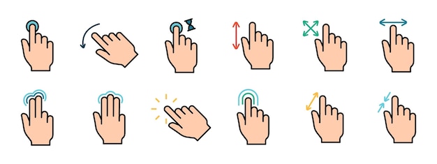 Touch pad icon Index finger doubleclick decrease increase turn rotation approximation press Scrolling click arrow sensor turn Zoom in move response time x2