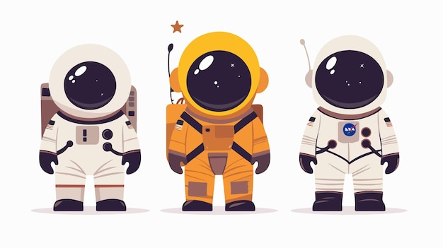 Vector toy astronauts on white background vector illustration