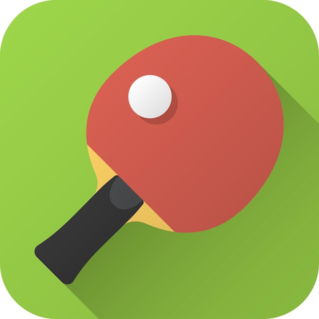 Toy racket PingPong table in flat design with long shadow Vector illustration icon