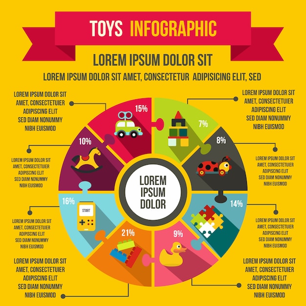 Toys infographic elements in flat style for any design