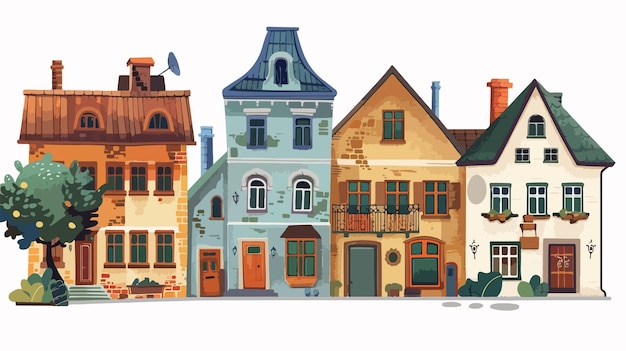 Vector traditional european house flat vector illustration