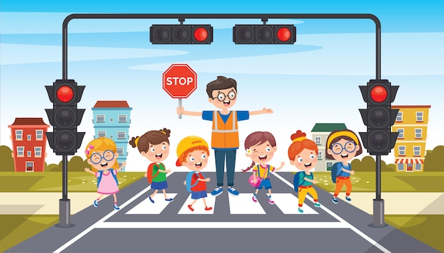 Traffic Concept With Funny Characters