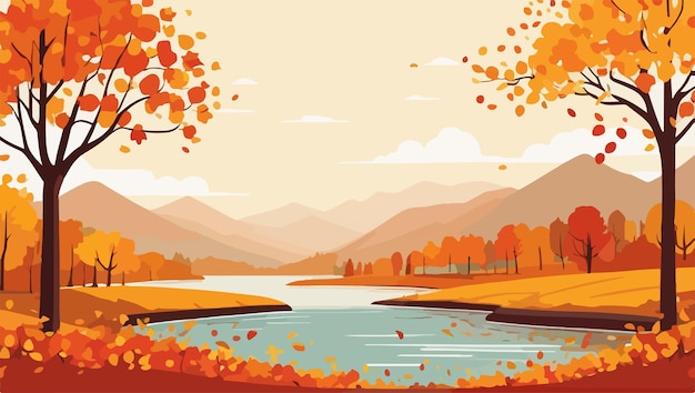 Vector tranquility in the autumn countryside a peaceful retreat