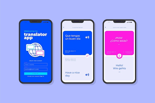 Vector translator app interface concept