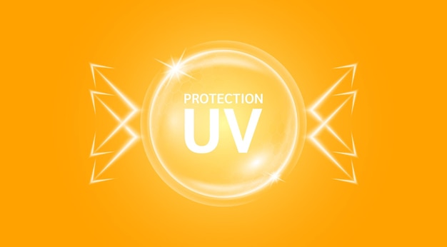 Vector translucent bubble dome shield for uv protection your skin. ultraviolet sunblock vitamins.