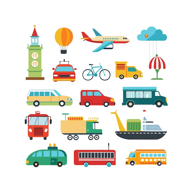 Vector transportation icon set collection vector illustration