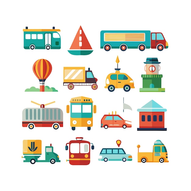 Vector transportation icon set collection vector illustration