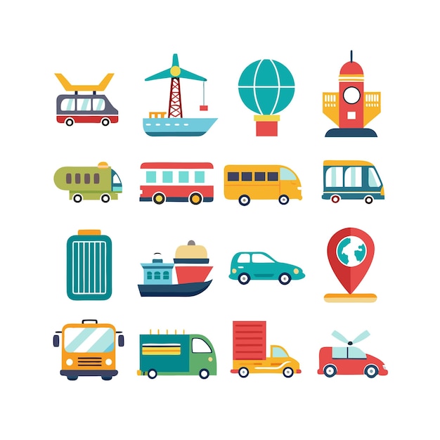 Vector transportation icon set collection vector illustration