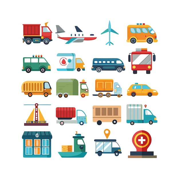 Vector transportation icon set collection vector illustration