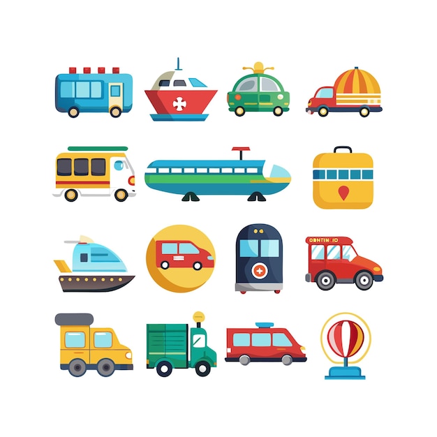 Vector transportation icon set collection vector illustration