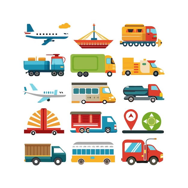 Transportation Icon Set Collection Vector Illustration