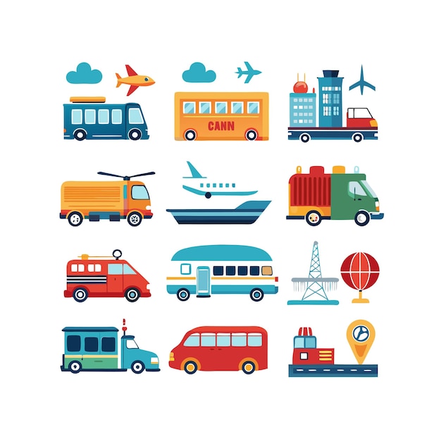 Vector transportation icon set collection vector illustration