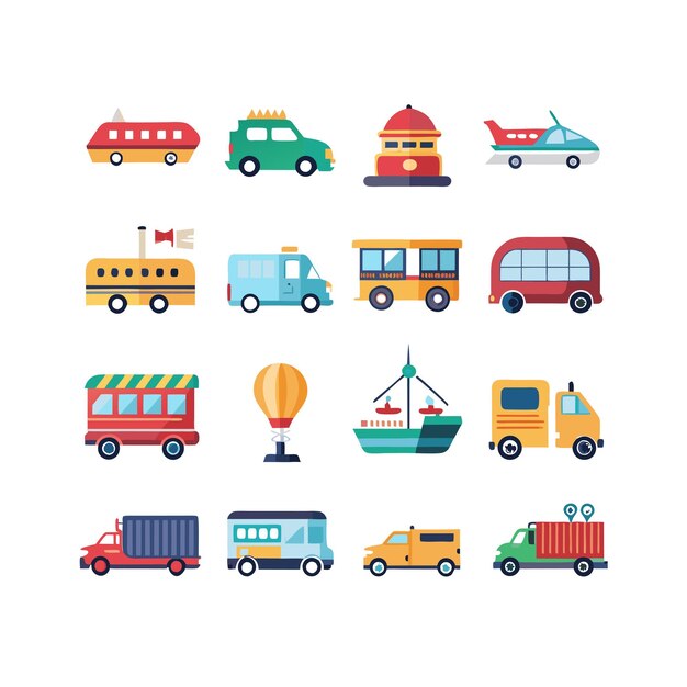 Vector transportation icon set collection vector illustration