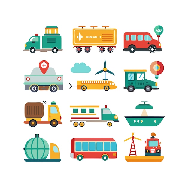 Vector transportation icon set collection vector illustration