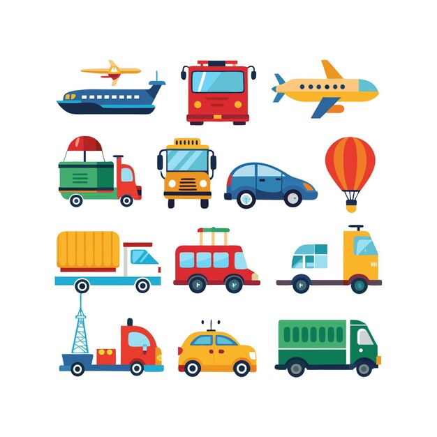 Vector transportation icon set collection vector illustration