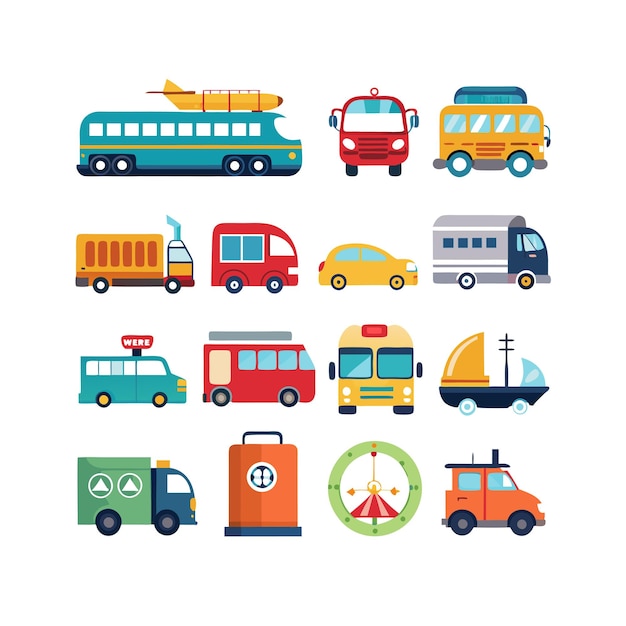 Vector transportation icon set collection vector illustration