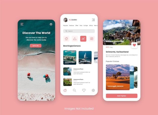 Travel app ui design for mobile