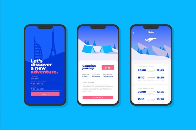 Travel booking app interface