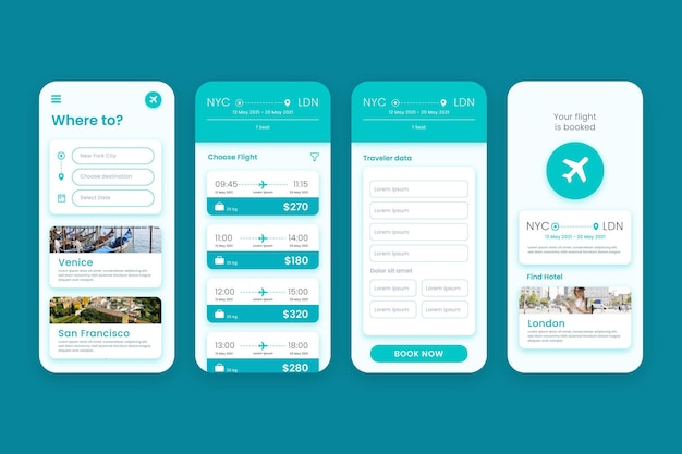 Travel booking app set