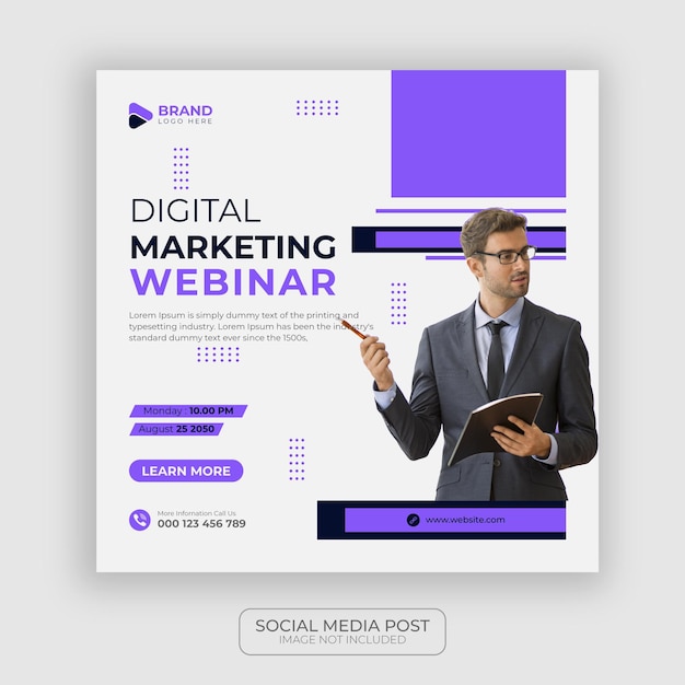 Travel And Digital marketing live webinar and corporate social media post template,