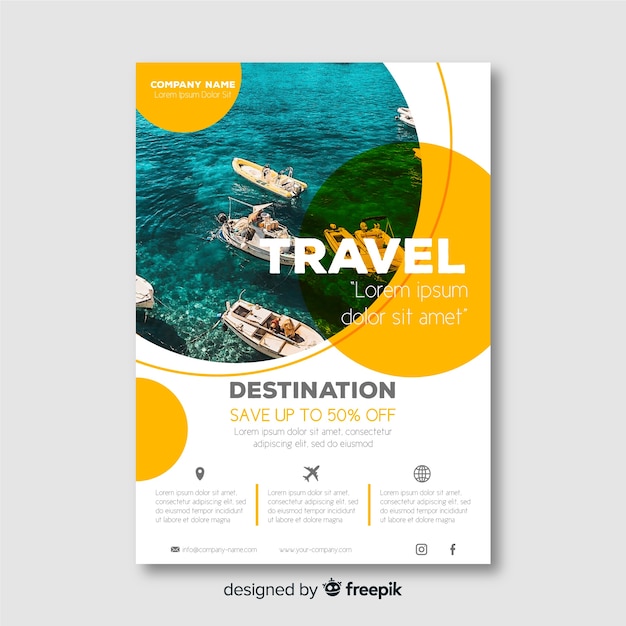 Travel flyer template with photo