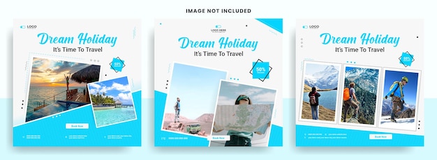 Vector travel holiday explore world instagram post or social media post banner template