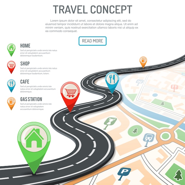 Vector travel and navigation concept