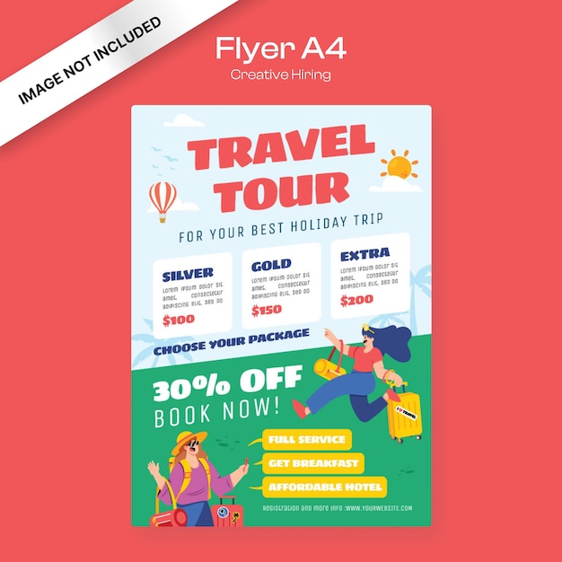 Vector travel tour flyer red