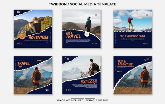 Vector travel twibbon social media instagram template