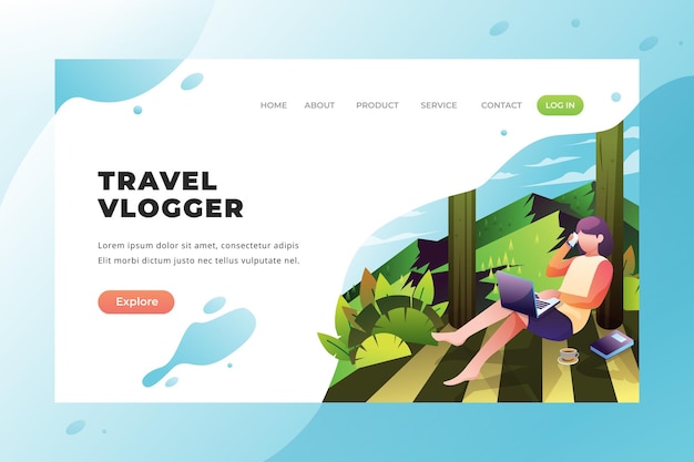 Travel Vlogger - Vector Landing Page