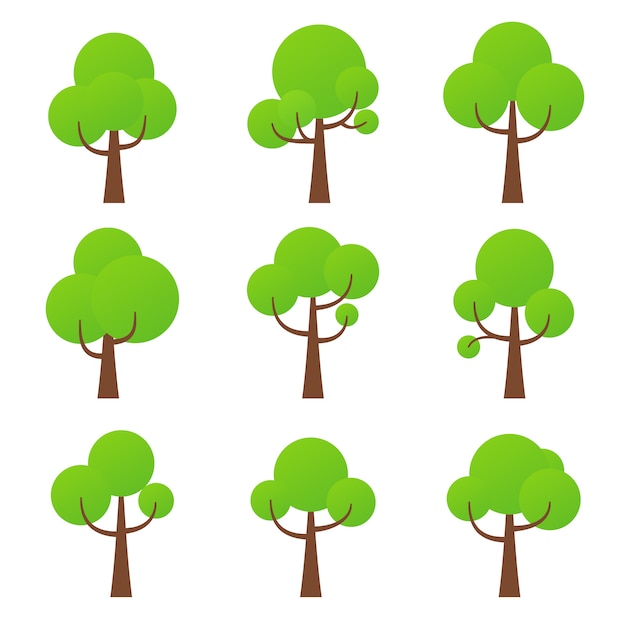 Tree icon,  Nature symbol  Green forest plants Collection