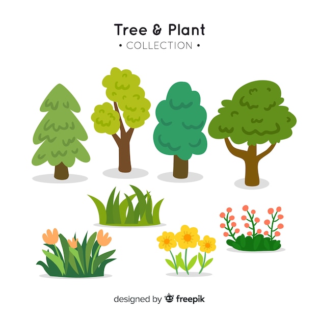 Vector tree and plant collection