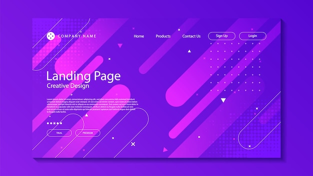 Trendy abstract gradient geometric landing page website design background