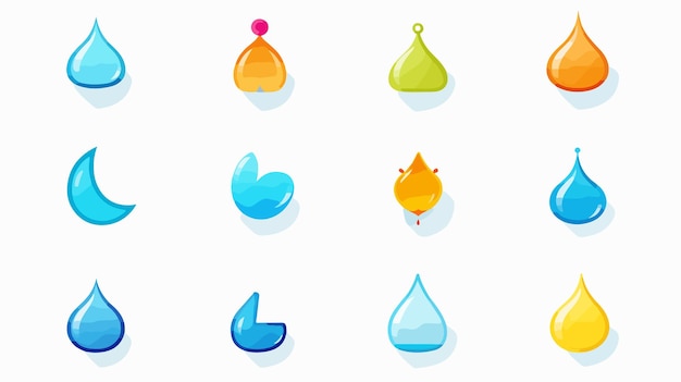 Vector trendy water tab icon set in flat style isolated