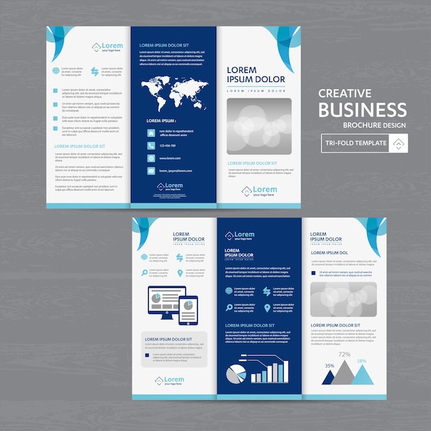 Vector tri fold brochure mock up background abstract business leaflet flyer vector design presentation layo