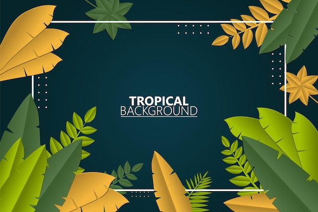 Tropical background with leaves shape paper cut style