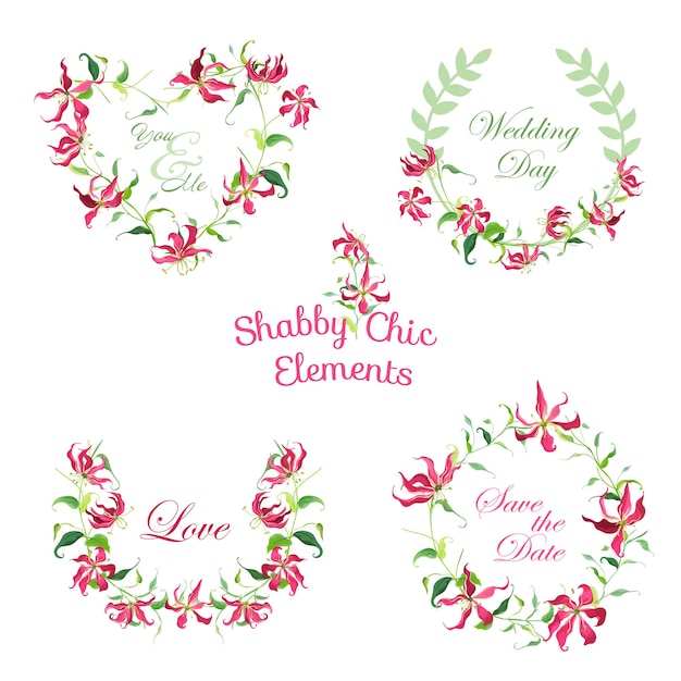 Vector tropical flower banners and tags