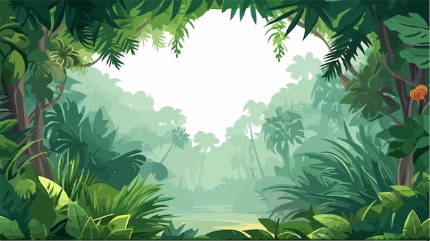 Vector a tropical forest with palm trees and a place for text