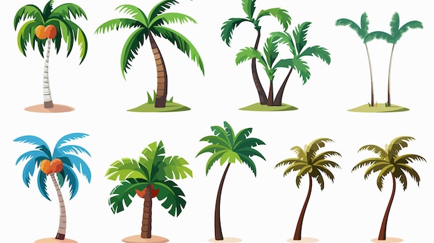 Vector tropical palm tree logo set for island resorts and beaches