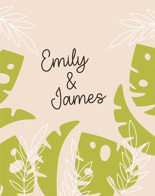 Vector tropical pattern wedding card