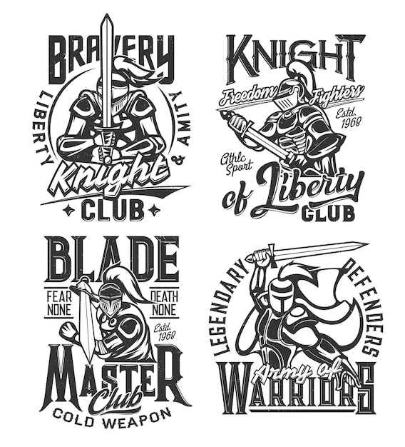 Tshirt prints with knight warriors with sword