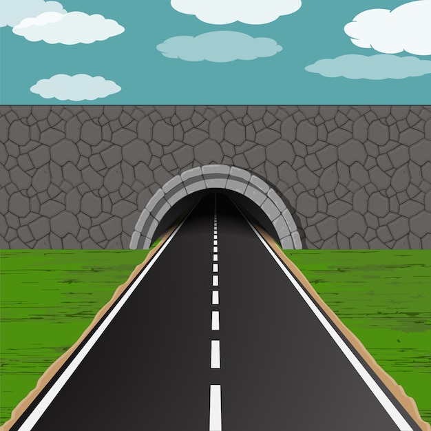 Vector tunnel with road illustration