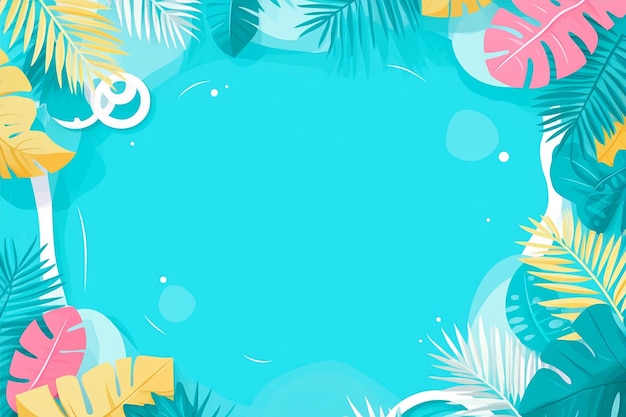 Turquoise Background Flat Design Illustration