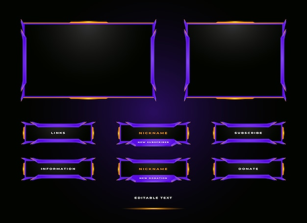 Vector twitch streamer panel overlay set