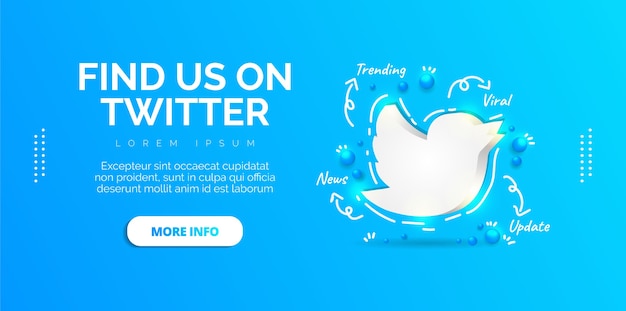 Vector twitter social media design with blue banner