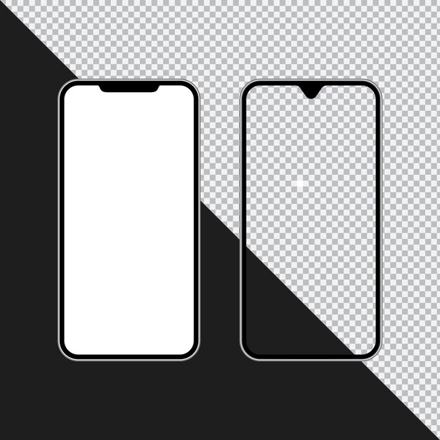 Vector two apple iphones are shown on a black background mockup design