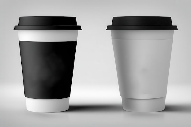 Vector two disposable coffee cups are side by side