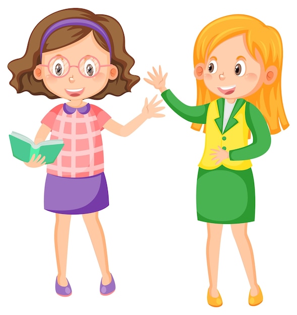 Two female teacher cartoon characters