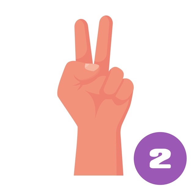 Vector two fingers 1 2 3 4 5 flat icon hand gestures and numbers with your fingers show numbers fingers