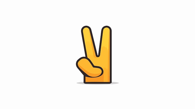 Vector two fingers hand sign and symbol colorful thin icon